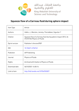 Squeeze Flow of a Carreau Fluid During Sphere Impact