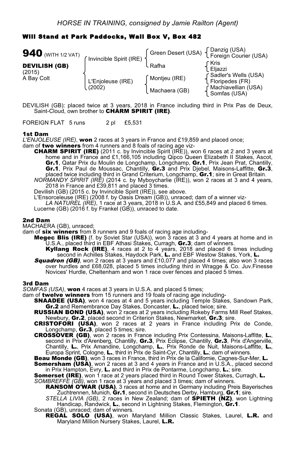 HORSE in TRAINING, Consigned by Jamie Railton (Agent)