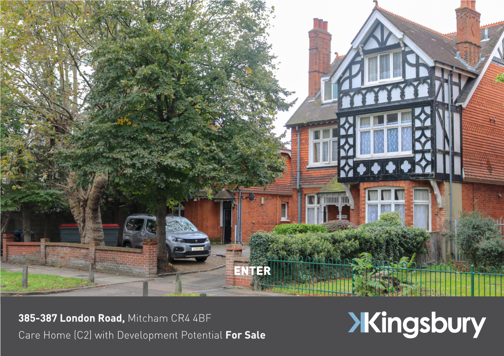 385-387 London Road, Mitcham CR4 4BF Care Home (C2) with Development Potential for Sale 385-387 London Road, Mitcham CR4 4BF