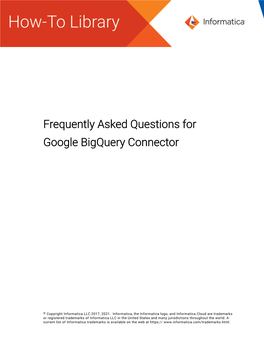 Frequently Asked Questions for Google Bigquery Connector