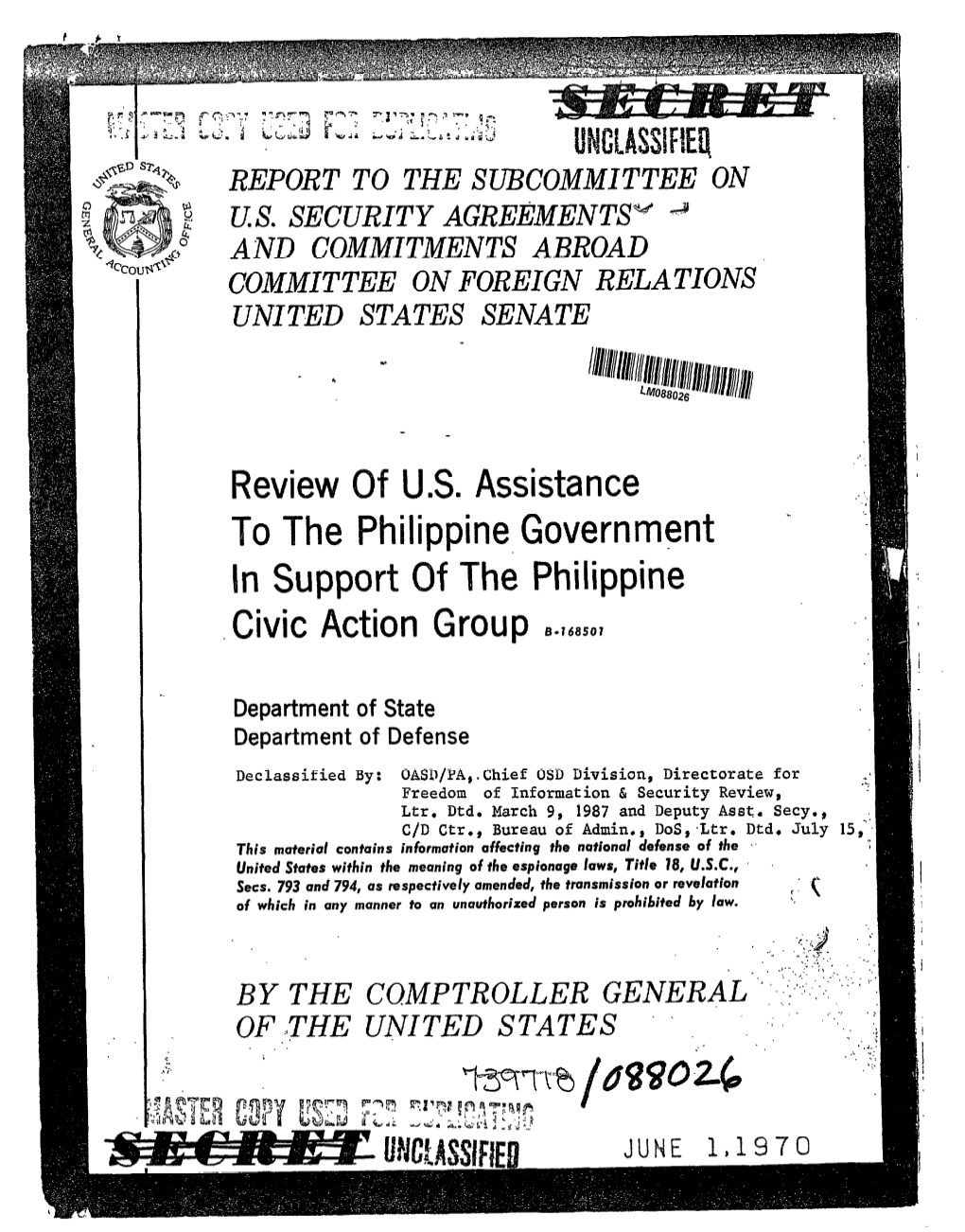 B-168501 Review of U.S. Assistance to the Philippine Government In