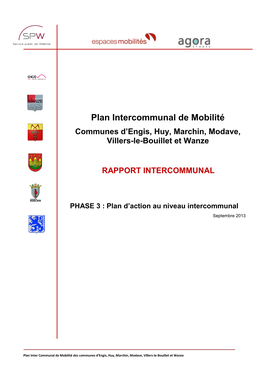 Plan Intercommunal De Mobilité Communes D’Engis, Huy, Marchin, Modave, Villers-Le-Bouillet Et Wanze