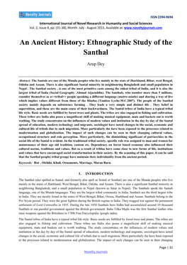 Ethnographic Study of the Santhal