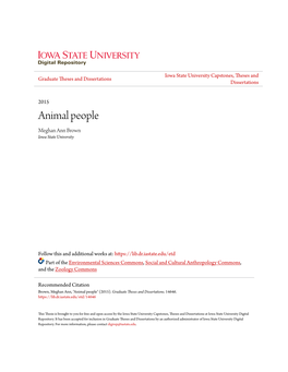 Animal People Meghan Ann Brown Iowa State University