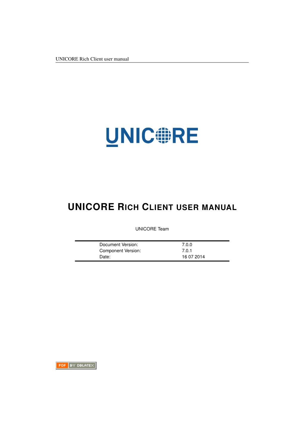 UNICORE Rich Client User Manual