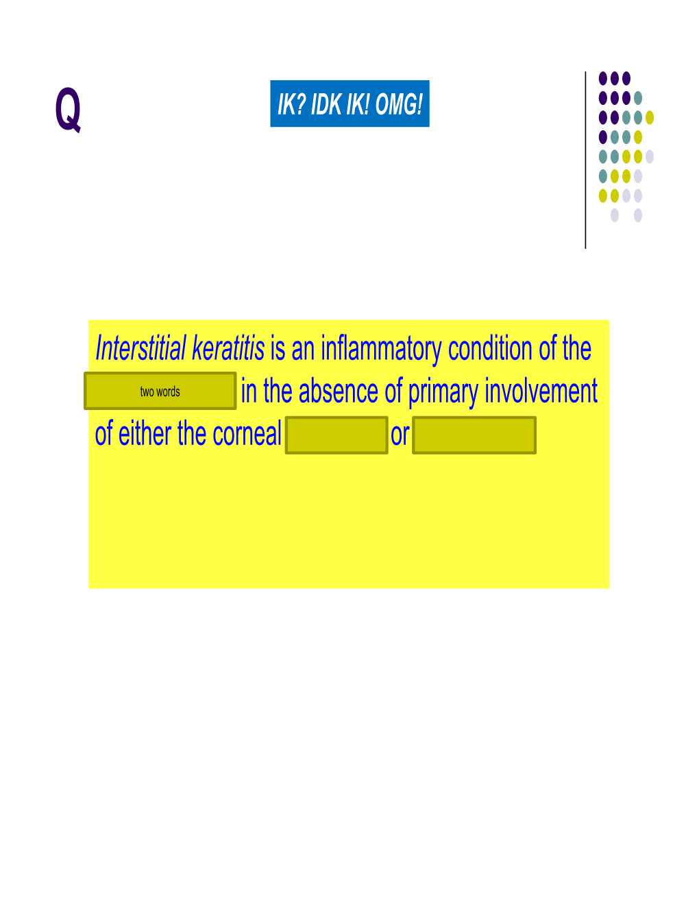 Interstitial Keratitis Is an Inflammatory Condition of the Corneal Stroma in the Absence of Primary Involvement of Either the Corneal Epithelium Or Endothelium