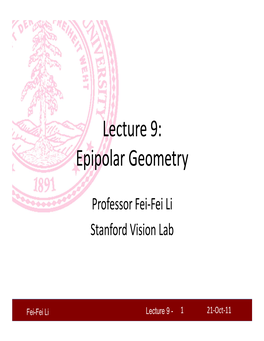 Lecture 9: Epipolar Geometry