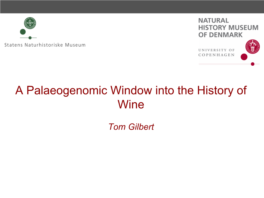 A Palaeogenomic Window Into the History of Wine