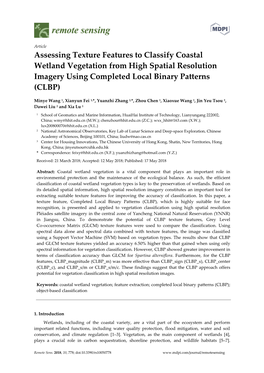 Assessing Texture Features to Classify Coastal Wetland Vegetation from High Spatial Resolution Imagery Using Completed Local Binary Patterns (CLBP)