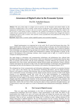 Awareness of Digital Labor in the Economic System