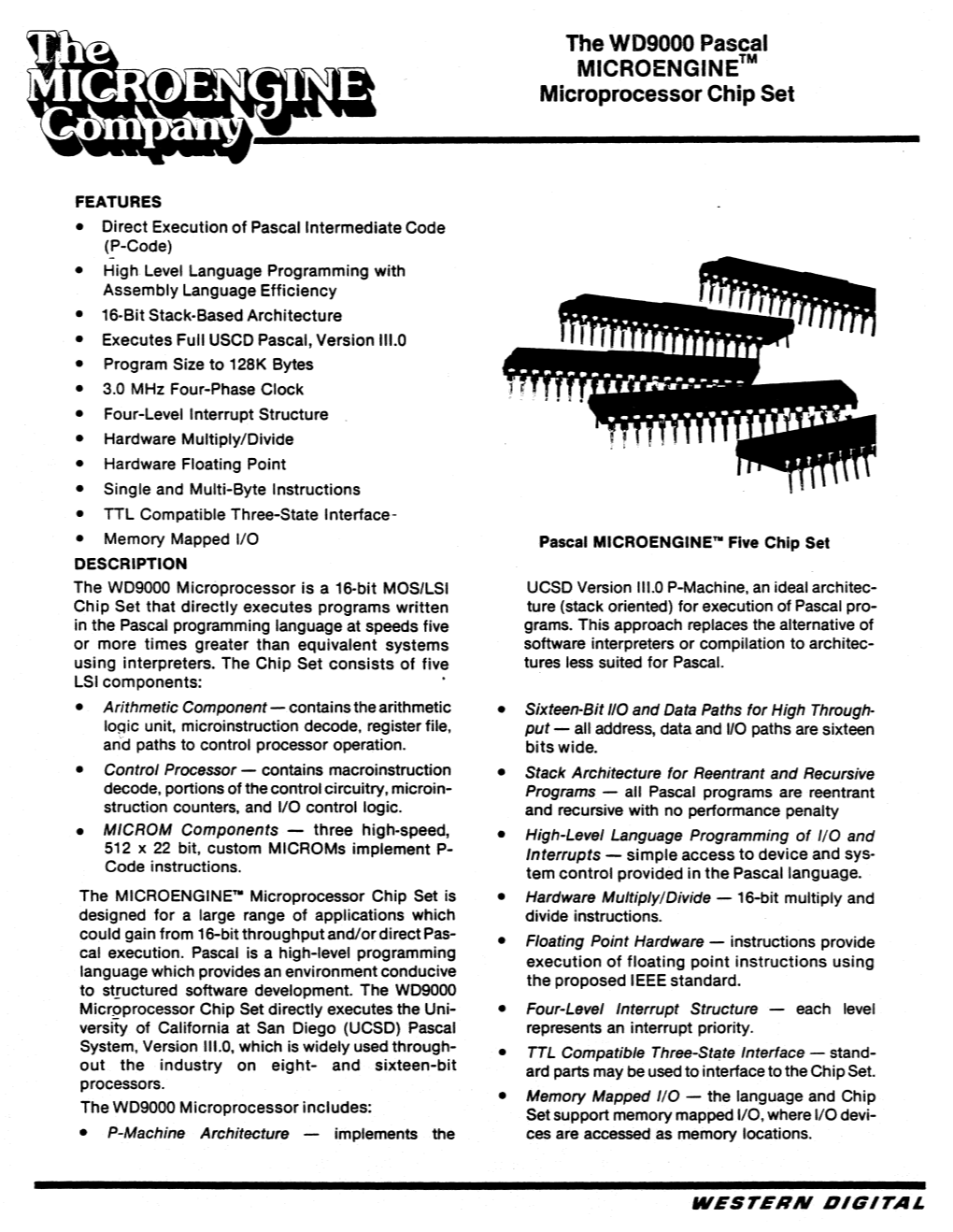 The WD9000 Pascal MICROENGINE™ Microprocessor Chip Set