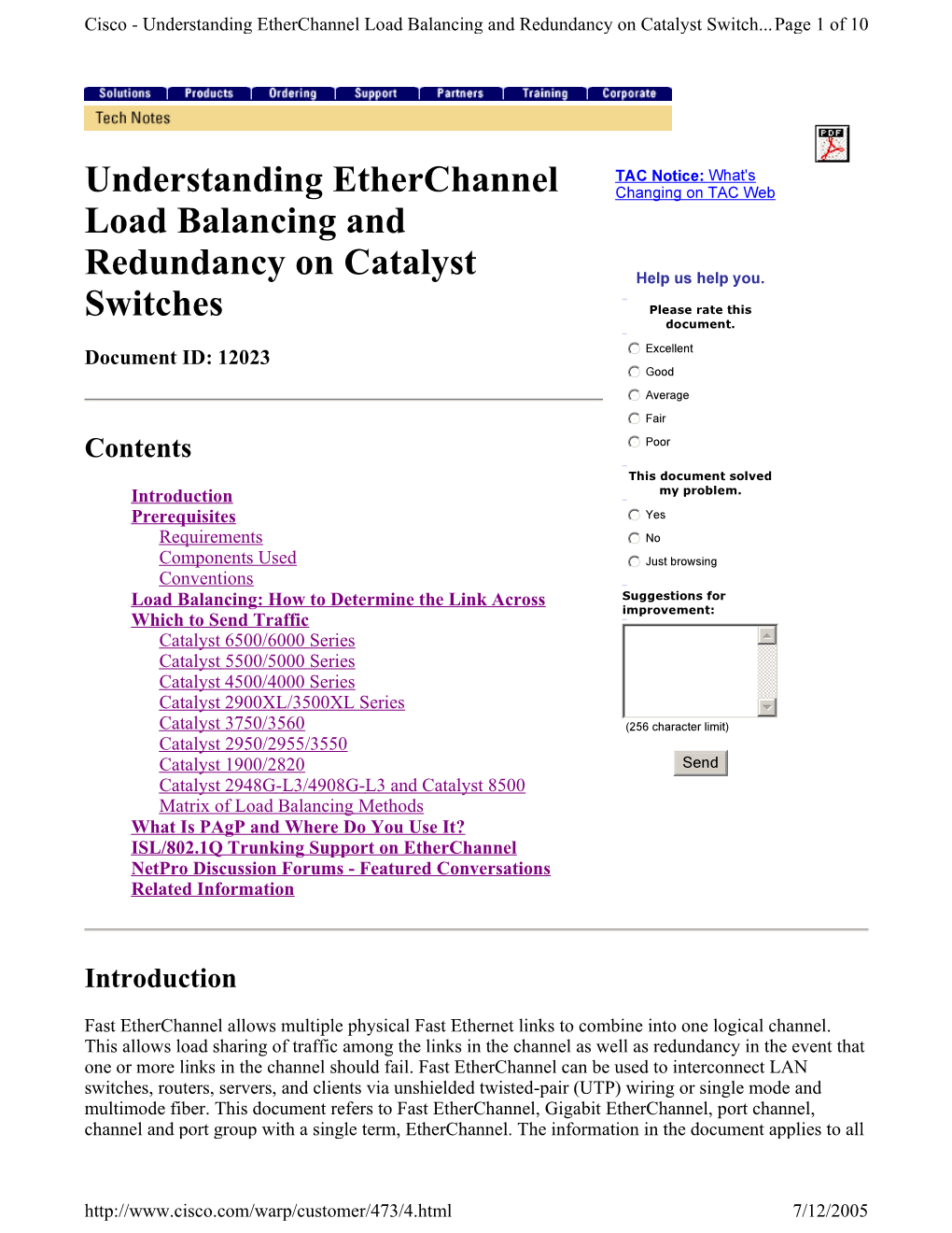 Understanding Etherchannel Load Balancing and Redundancy on Catalyst Switch...Page 1 of 10