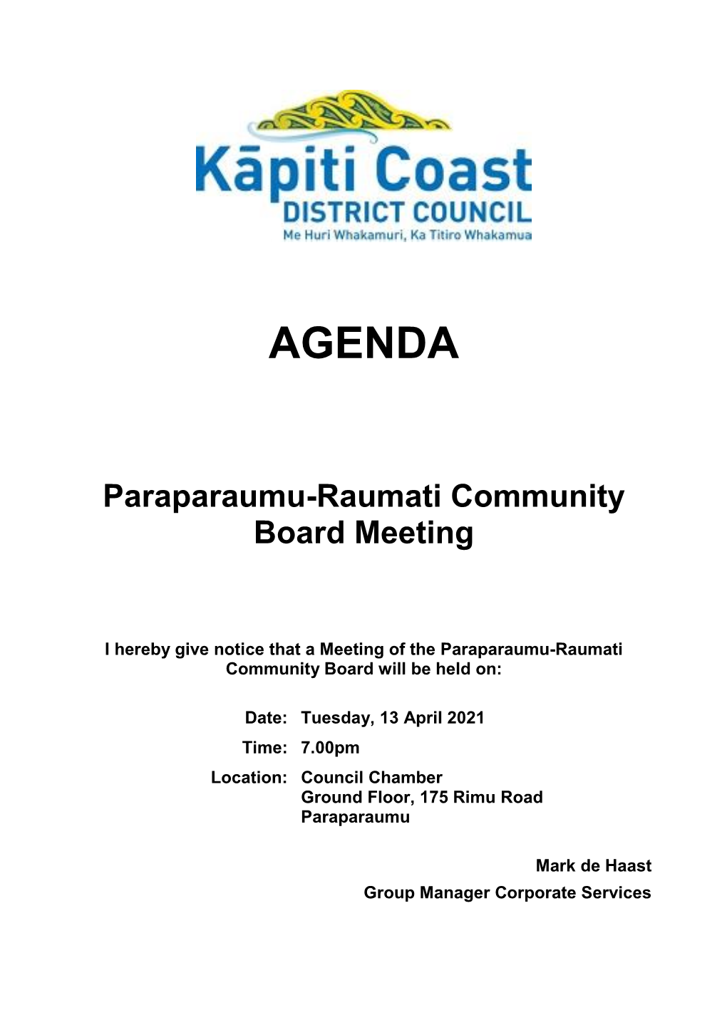 Paraparaumu-Raumati Community Board Meeting