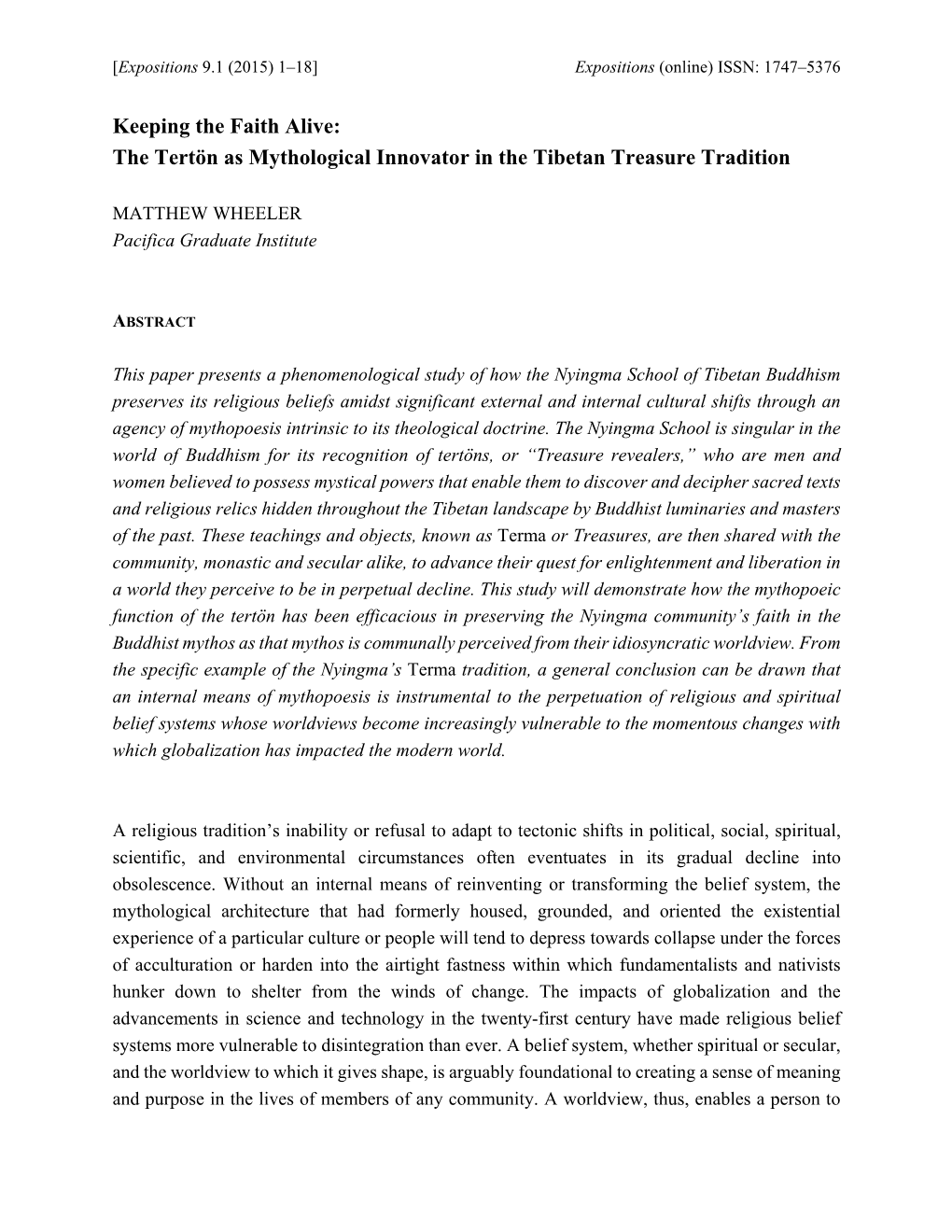 The Tertön As Mythological Innovator in the Tibetan Treasure Tradition