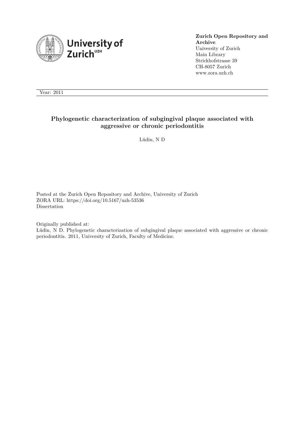 Phylogenetic Characterization of Subgingival Plaque Associated with Aggressive Or Chronic Periodontitis