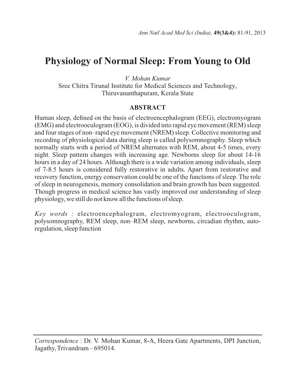 Physiology of Normal Sleep: from Young to Old