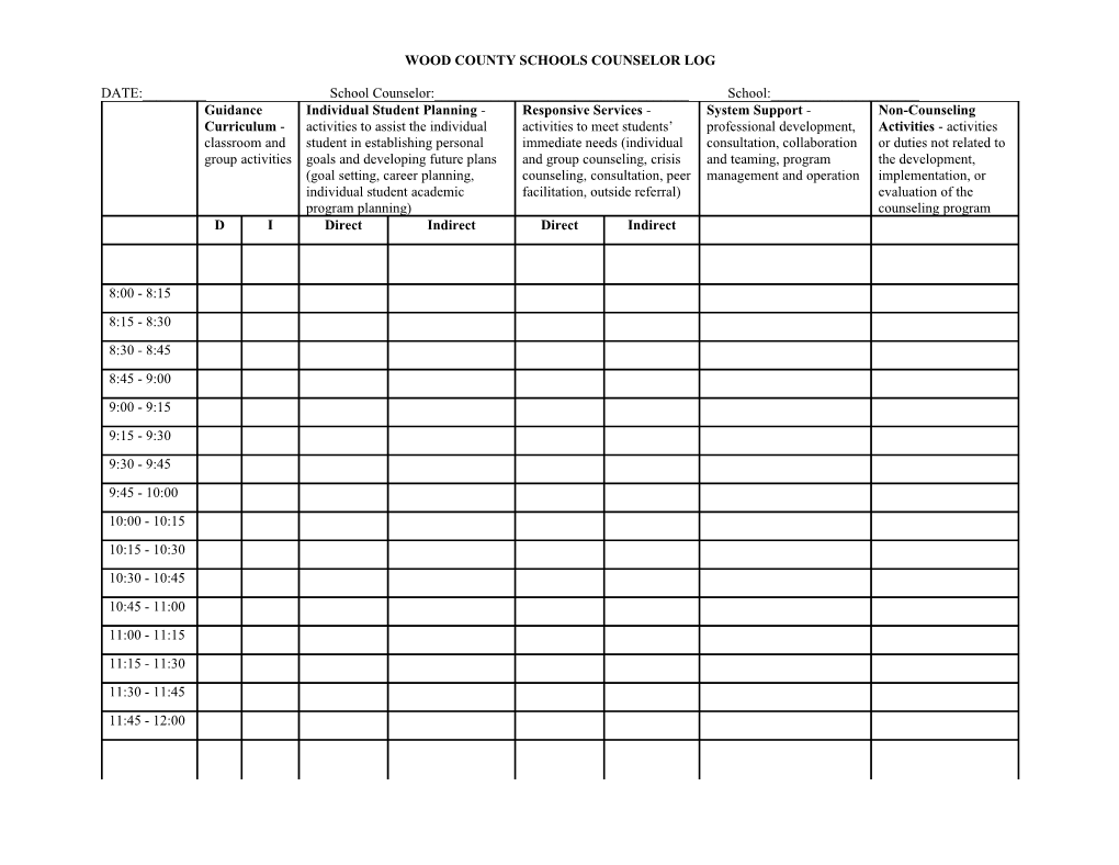 Wood County Schools Counselor Log