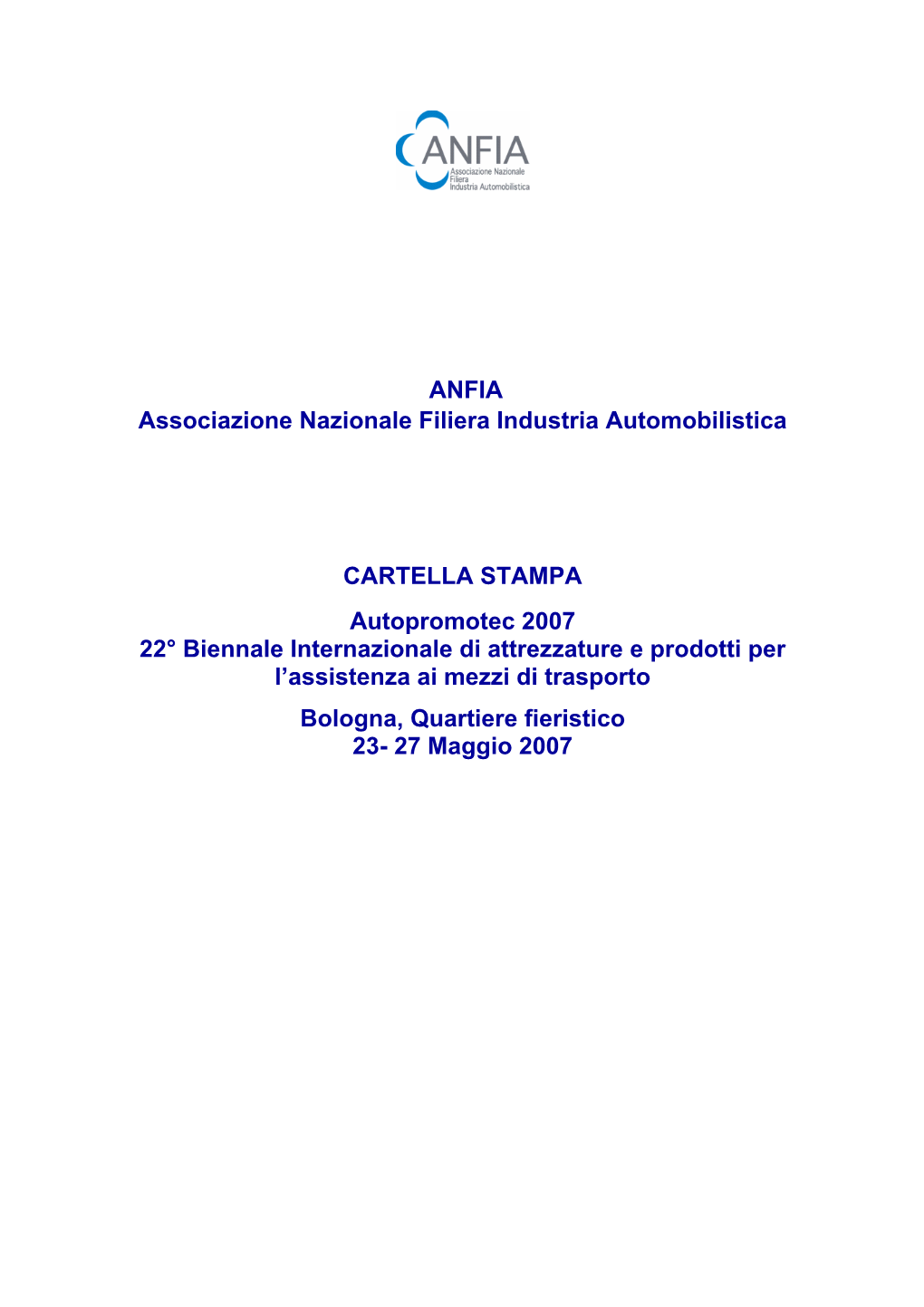 ANFIA Associazione Nazionale Filiera Industria Automobilistica