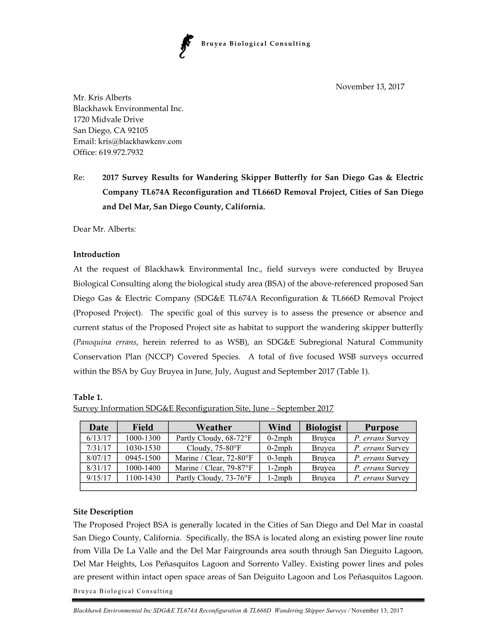 Wandering Skipper Survey Report