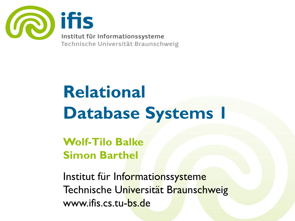 Relational Database Systems 1