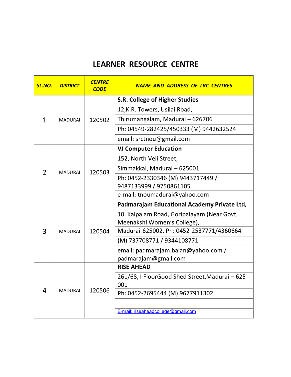 Learner Resource Centre