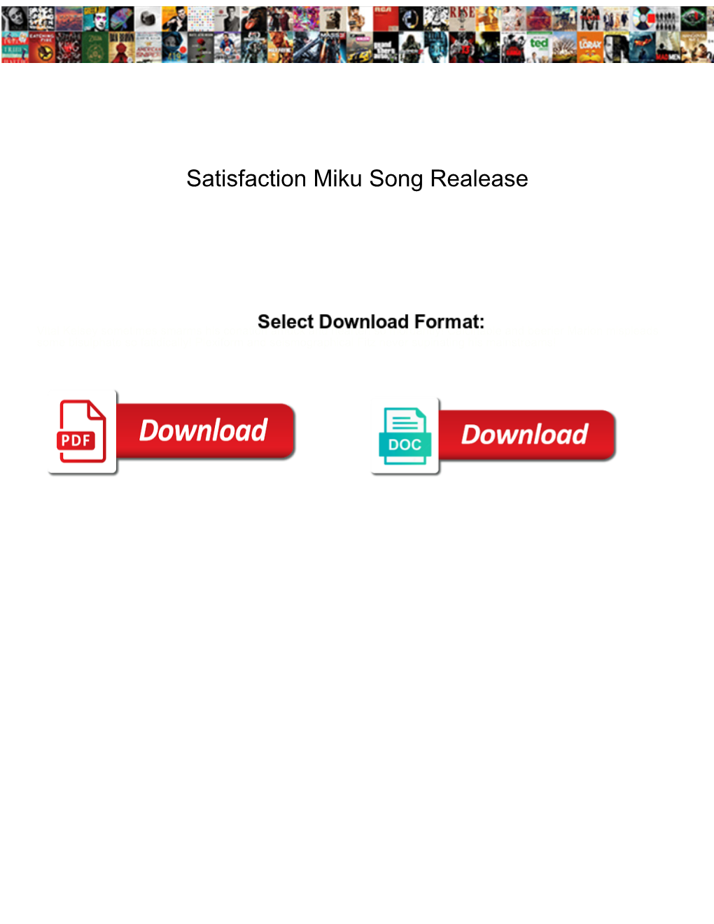 Satisfaction Miku Song Realease