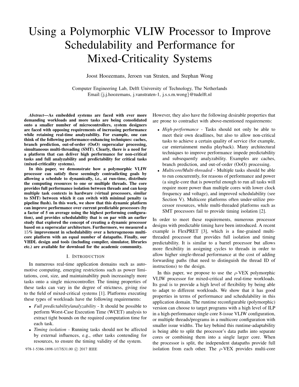 Using a Polymorphic VLIW Processor to Improve Schedulability and Performance for Mixed-Criticality Systems