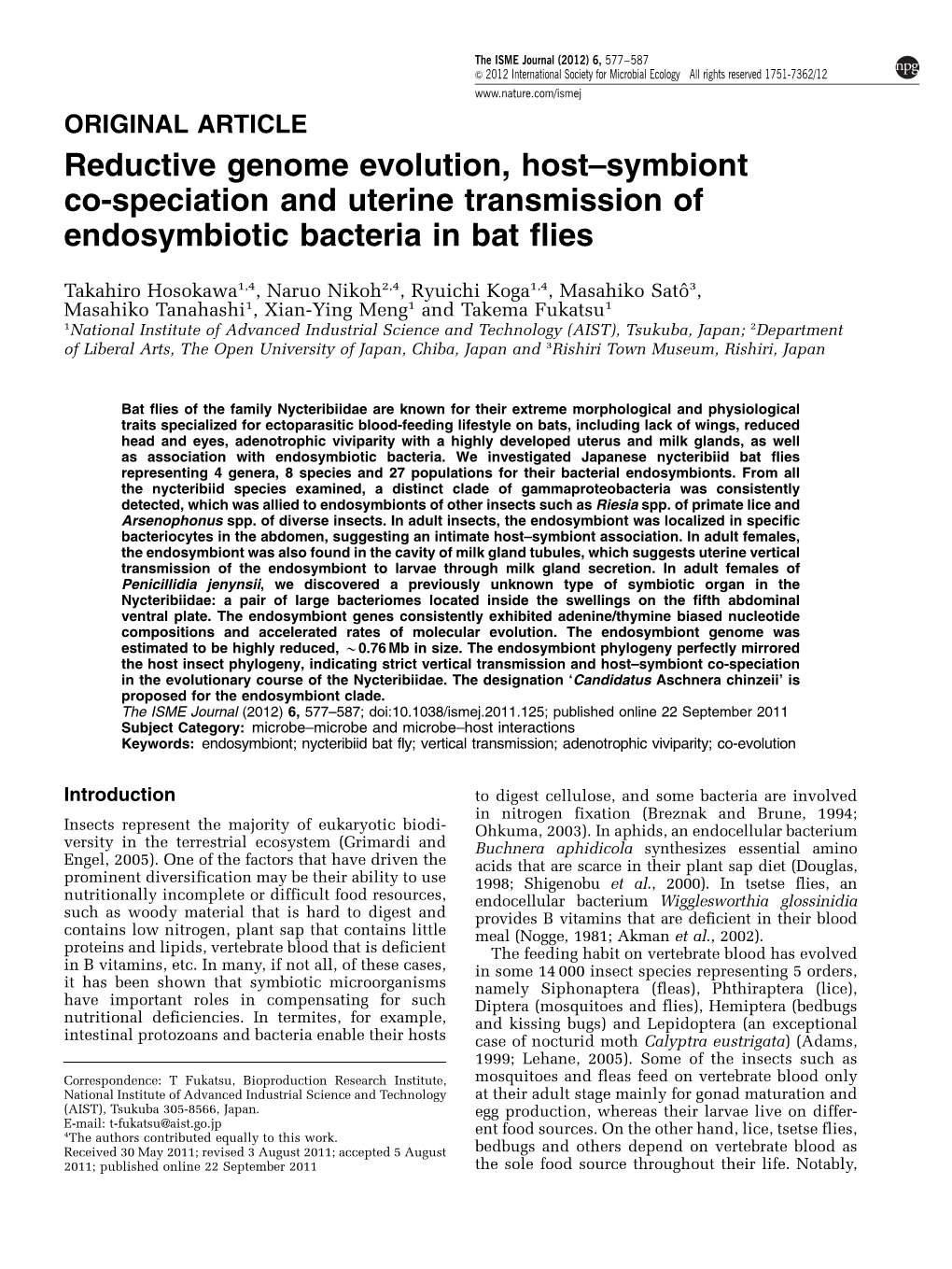 Reductive Genome Evolution, Host&Ndash