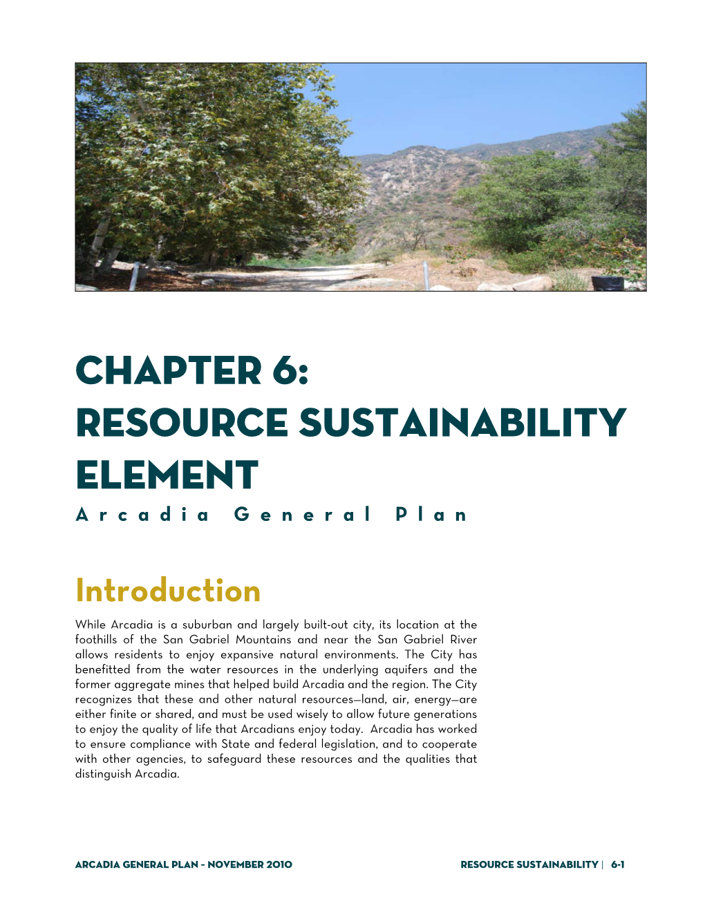 Chapter 6: Resource Sustainability Element Arcadia General Plan