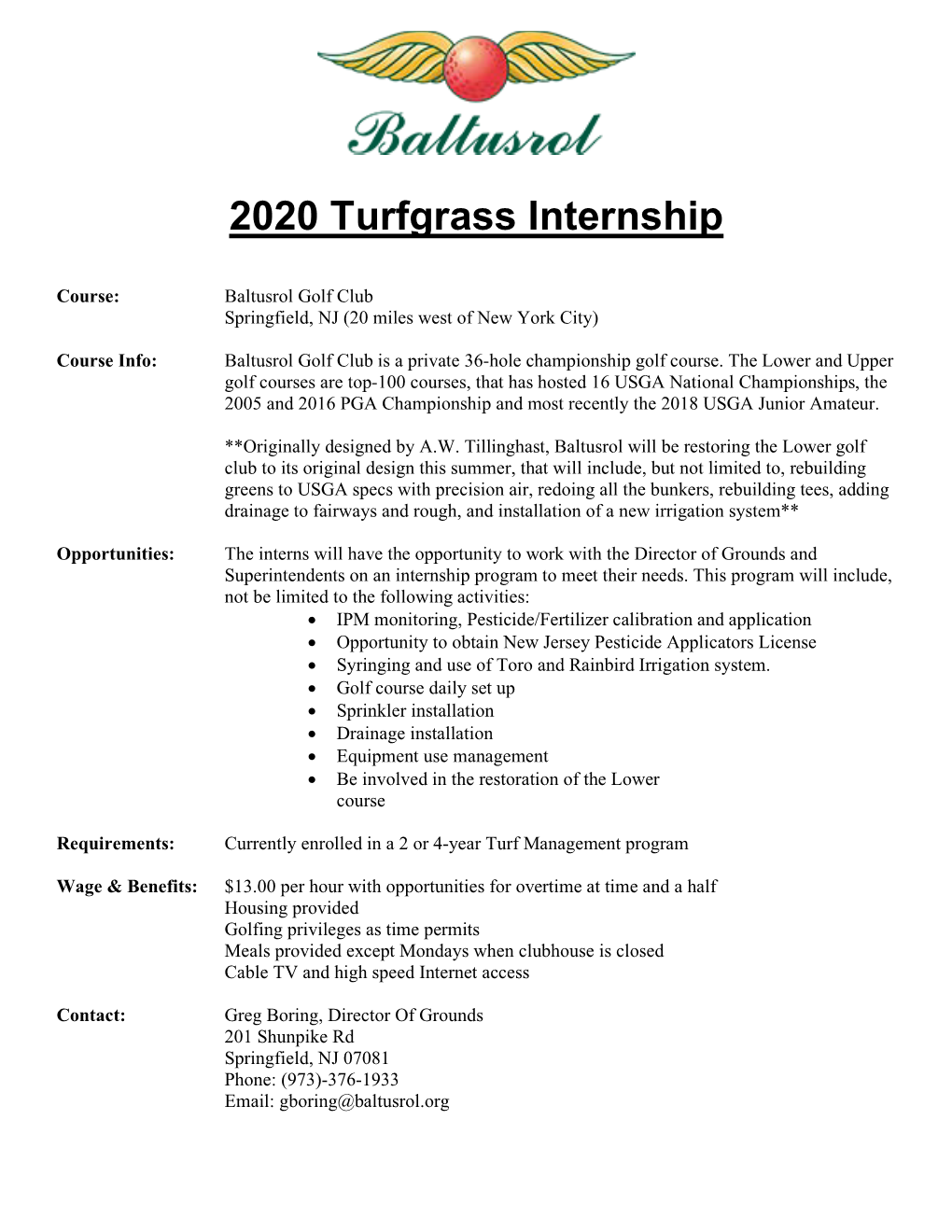 2020 Turfgrass Internship