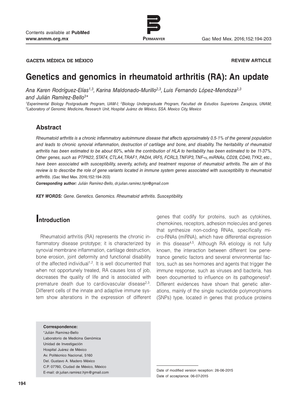 Genetics and Genomics in Rheumatoid Arthritis (RA): an Update