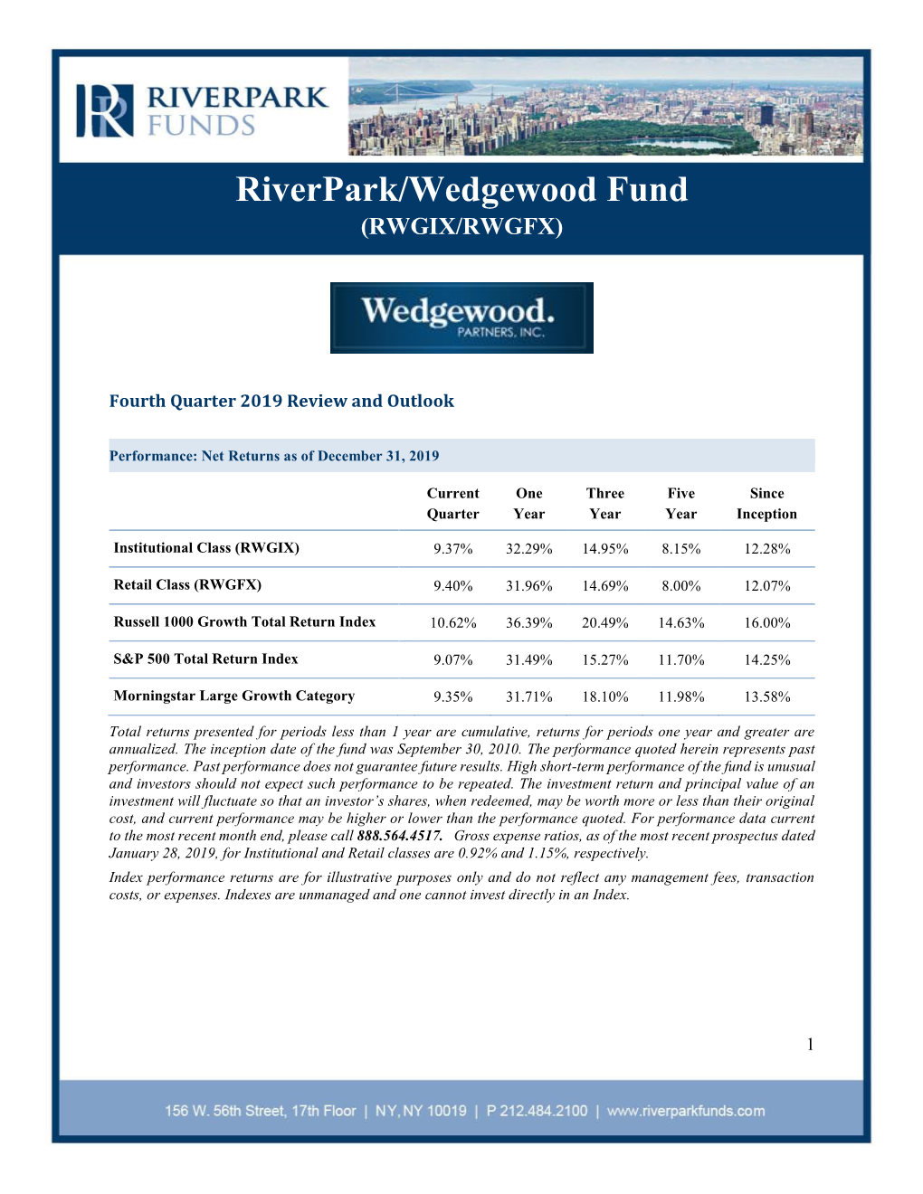 Riverpark/Wedgewood Fund (RWGIX/RWGFX)