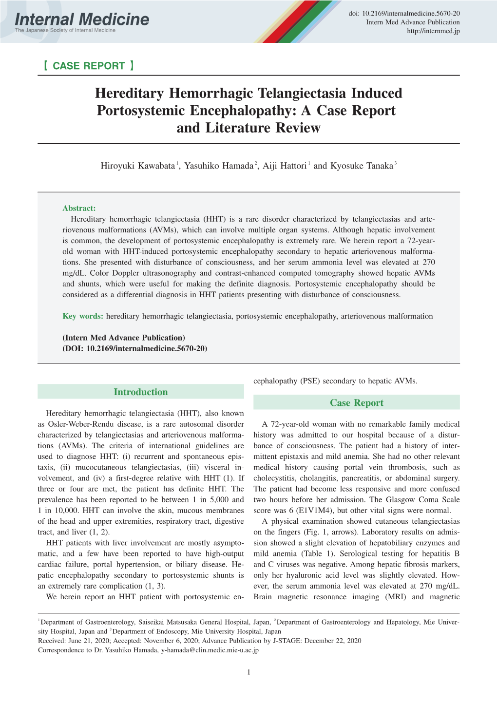 Hereditary Hemorrhagic Telangiectasia Induced Portosystemic Encephalopathy: a Case Report and Literature Review