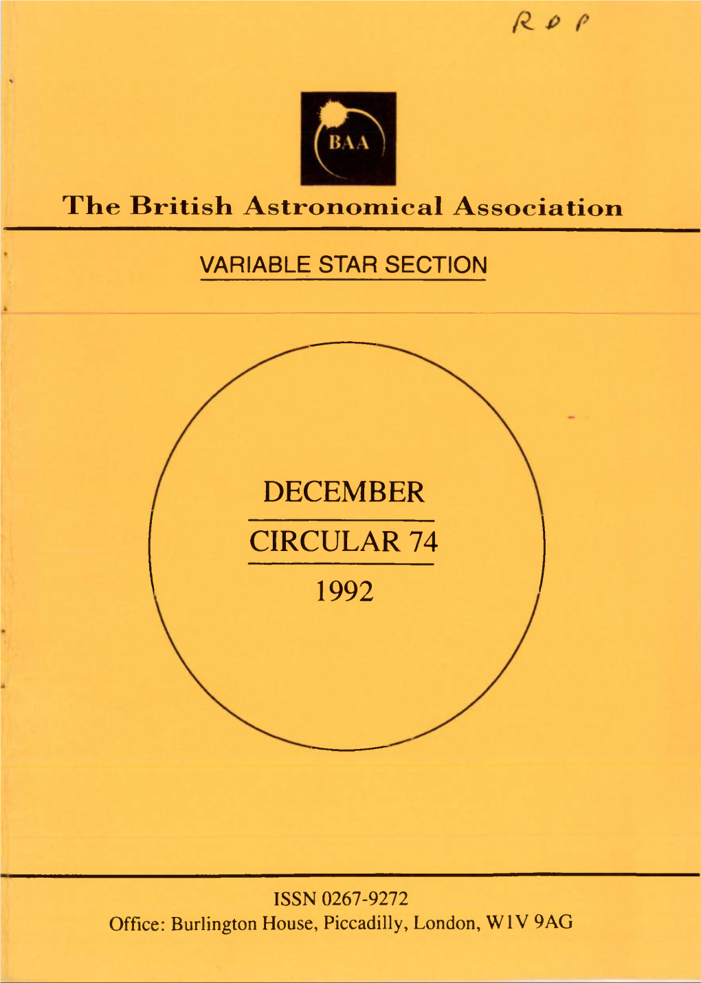 Variable Star Section Circular