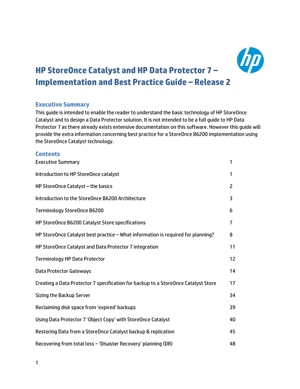 HP Storeonce Catalyst and HP Data Protector 7 – Implementation and Best Practice Guide – Release 2
