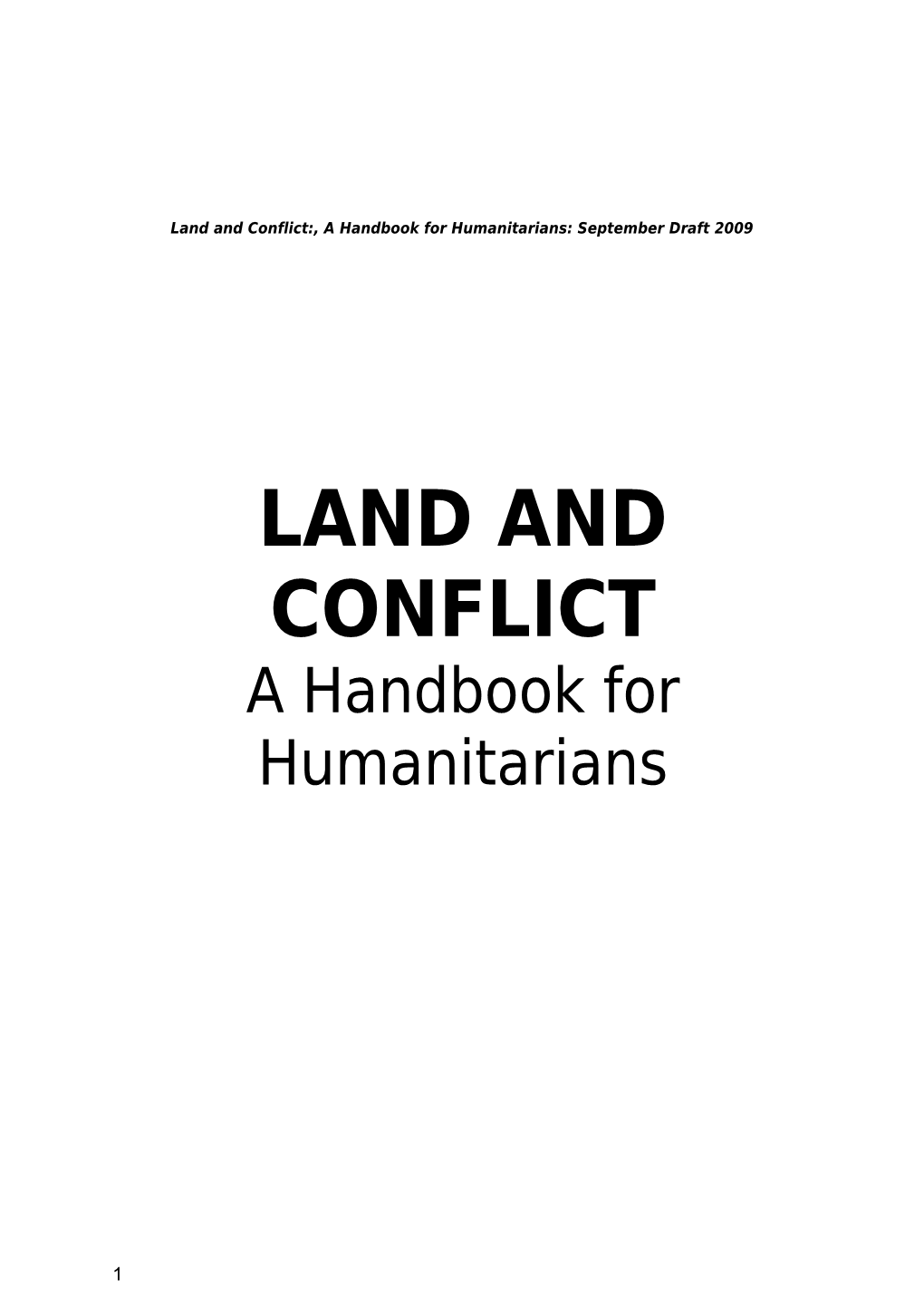 Land and Conflict- a Handbook for Humanitarians