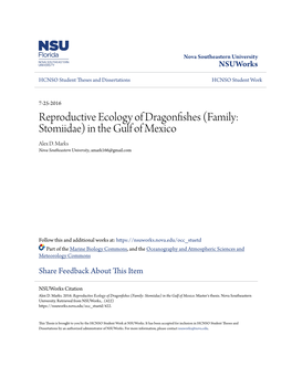 Reproductive Ecology of Dragonfishes (Family: Stomiidae) in the Gulf of Mexico Alex D