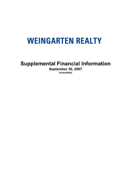 Supplemental Financial Information September 30, 2007 (Unaudited) Table of Contents Page No