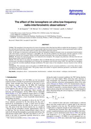 The Effect of the Ionosphere on Ultra-Low-Frequency Radio-Interferometric Observations? F