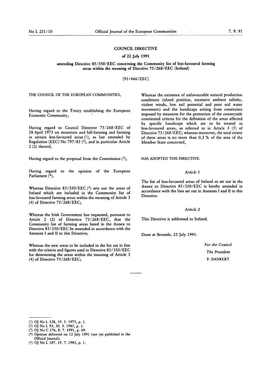 Amending Directive 85/350/EEC Concerning the Community List Of