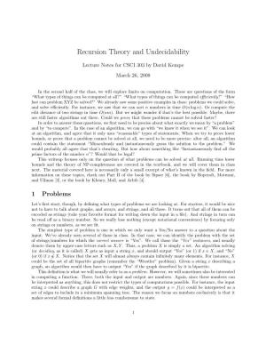 Recursion Theory and Undecidability