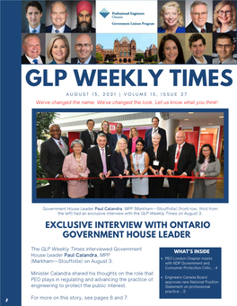 GLP WEEKLY TIMES AUGUST 13, 2021 | VOLUME 15, ISSUE 27 We've Changed the Name