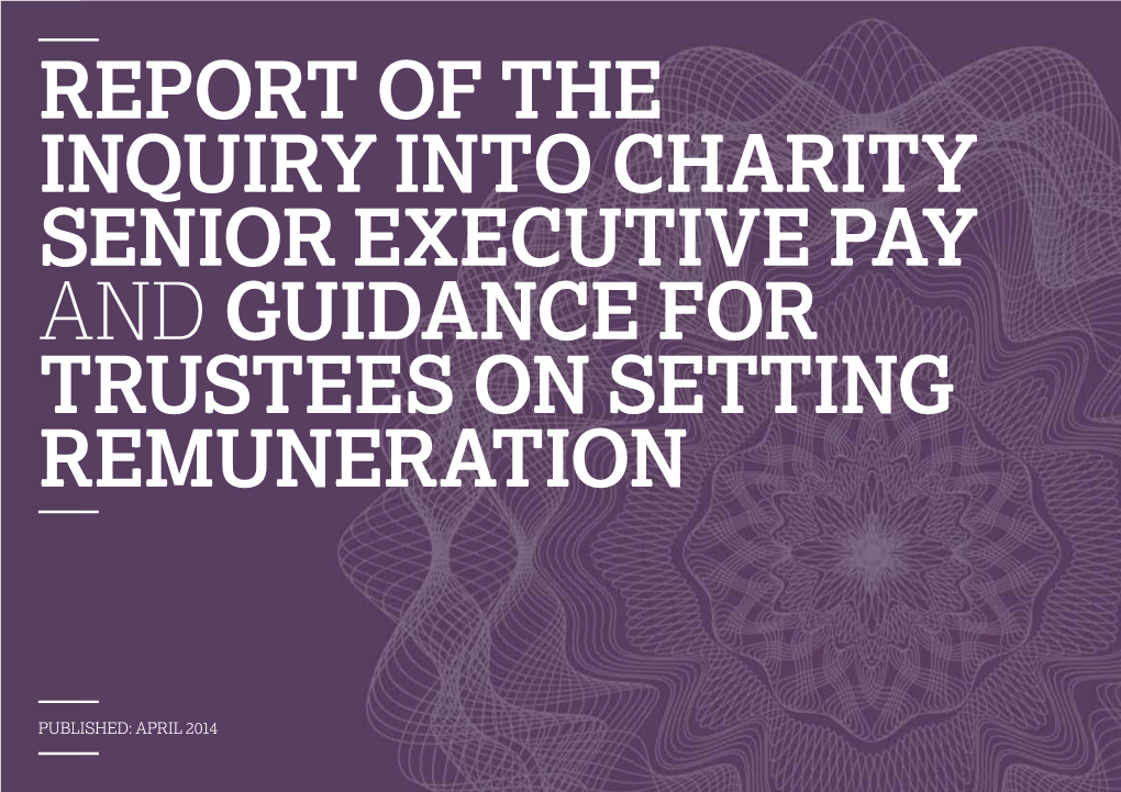 Report of the Inquiry Into Charity Senior Executive Pay and Guidance for Trustees on Setting Remuneration