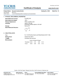 Certificate of Analysis