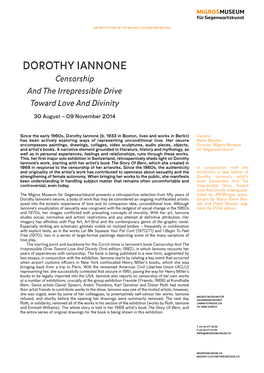 Dorothy Iannone Censorship and the Irrepressible Drive Toward Love and Divinity