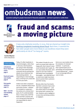 Fraud and Scams: a Moving Picture
