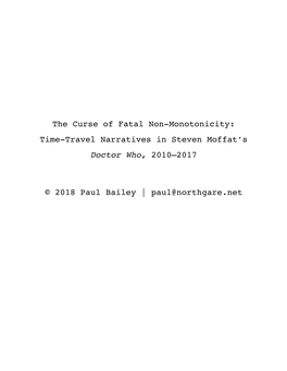 The Curse of Fatal Non-Monotonicity: Time-Travel Narratives in Steven Moffat’S Doctor Who, 2010–2017