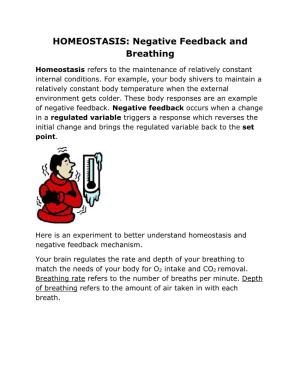 HOMEOSTASIS: Negative Feedback and Breathing