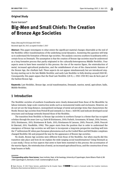 Big-Men and Small Chiefs: the Creation of Bronze Age Societies