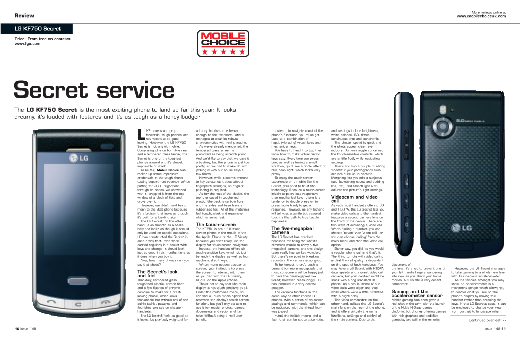 Secret Service the LG KF750 Secret Is the Most Exciting Phone to Land So Far This Year